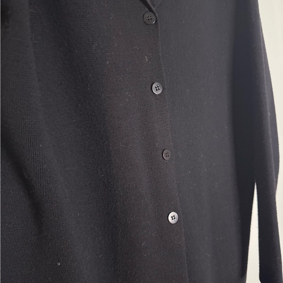 Eileen Fisher black wool button up cardigan - Picture 6 of 8